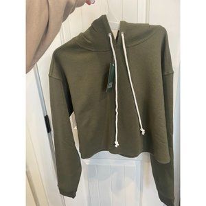 S cropped olive hoodie